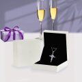 TOUPOP White Gold S925 Sterling Silver Alexandrite June Birthstone Cross Pendant Necklace-0-5
