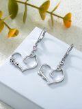 wholesale 925 Sterling Silver Pink Stone Heart Cat Paw Drop Dangle Earrings for Women Girls s 4cm Long-0-4