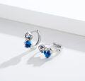 wholesale 925 Sterling Silver Hypoallergenic Blue Crystal Heart Sloth Huggie Hoop Earrings for Women and Teenage Girls-0-4