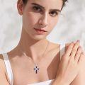 wholesale 925 Sterling Silver & Lapis Lazuli Celtic Cross Trinity Knot Pendant Necklace-0-3