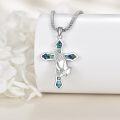 wholesale 925 Sterling Silver Abalone Shell Inlay Praying Hands Cross Hecate Pendant Necklaces for Women's Gift-0-2