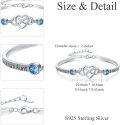 wholesale 925 Sterling Silver Adjustable Infinity Heart Bracelet with Blue Crystals and Engraved Message - Aunt & Niece is Forever-0-3