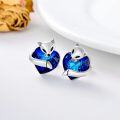 wholesale 925 Sterling Silver Blue Crystal Heart Fox Stud Earrings for Women Austrian Gifts-0-3