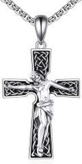 wholesale 925 Sterling Silver Celtic Cross Pendant Necklaces for Men/Women - Religious s (Silver)-0-0