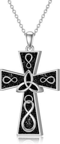 wholesale 925 Sterling Silver Infinity Celtic Cross Urn Pendant with Black Enamel and Chain - Irish Memorial Keepsake Jewelry-Infinity knot
