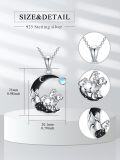 wholesale 925 Sterling Silver Moon Bear Family Necklace with Black Onyx and Blue Topaz Gemstone Pendant for Women Girls Gifts 48cm Chain Length-0-19