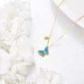 wholesale 14K Gold Blue Opal Butterfly Charm Pendant Necklace for Women Girls-0-4