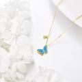 wholesale 14k Gold Blue Butterfly Opal Necklace Wholesale With Lab Diamond Charm-0-4