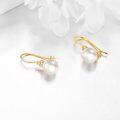 wholesale 14K Solid Gold White Pearl and Cubic Zirconia Dangle Drop Earrings for Women-0-2