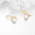 wholesale 14K Solid Gold White Pearl and Cubic Zirconia Dangle Drop Earrings for Women-0-2