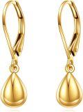 wholesale Gold 925 Sterling Silver Yellow Gold Tear Drop Lever Back Dangle Earrings for Women-0-0