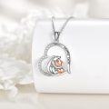 wholesale 925 Sterling Silver Mama Bear Heart Pendant Necklace with Cub Charm-0-2