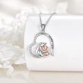 wholesale 925 Sterling Silver Mama Bear Heart Pendant Necklace with Cub Charm-0-2