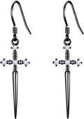 wholesale 925 Sterling Silver Cross Spike Dangle Earrings - Gothic Style Jewellery for Women-0-0