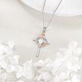 wholesale Sterling Silver Birthstones Rose Cross Heart Crucifix Pendant Necklace for Women-0-17