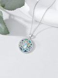 wholesale 925 Sterling Silver Moonstone & Abalone Shell Lotus Necklace - 18 Adjustable Chain, Hypoallergenic, Elegant Gift for Women-0-2