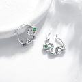 wholesale 925 Sterling Silver Green Crystal Snake Huggie Hoop Earrings for Women Girls Gift Idea-0-4