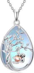 wholesale Bunny/mama Bear/koala/sloth/fox Necklace For Women Sterling Silver Teardrop Moonstone Tree Of Life Pendant Necklaces Jewelry Christmas Gifts For Women Mom Her -0-0