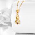 wholesale 14K Gold Mustard Seed Celtic Knot Pendant Necklace with Mountain Design and Chain-0-2