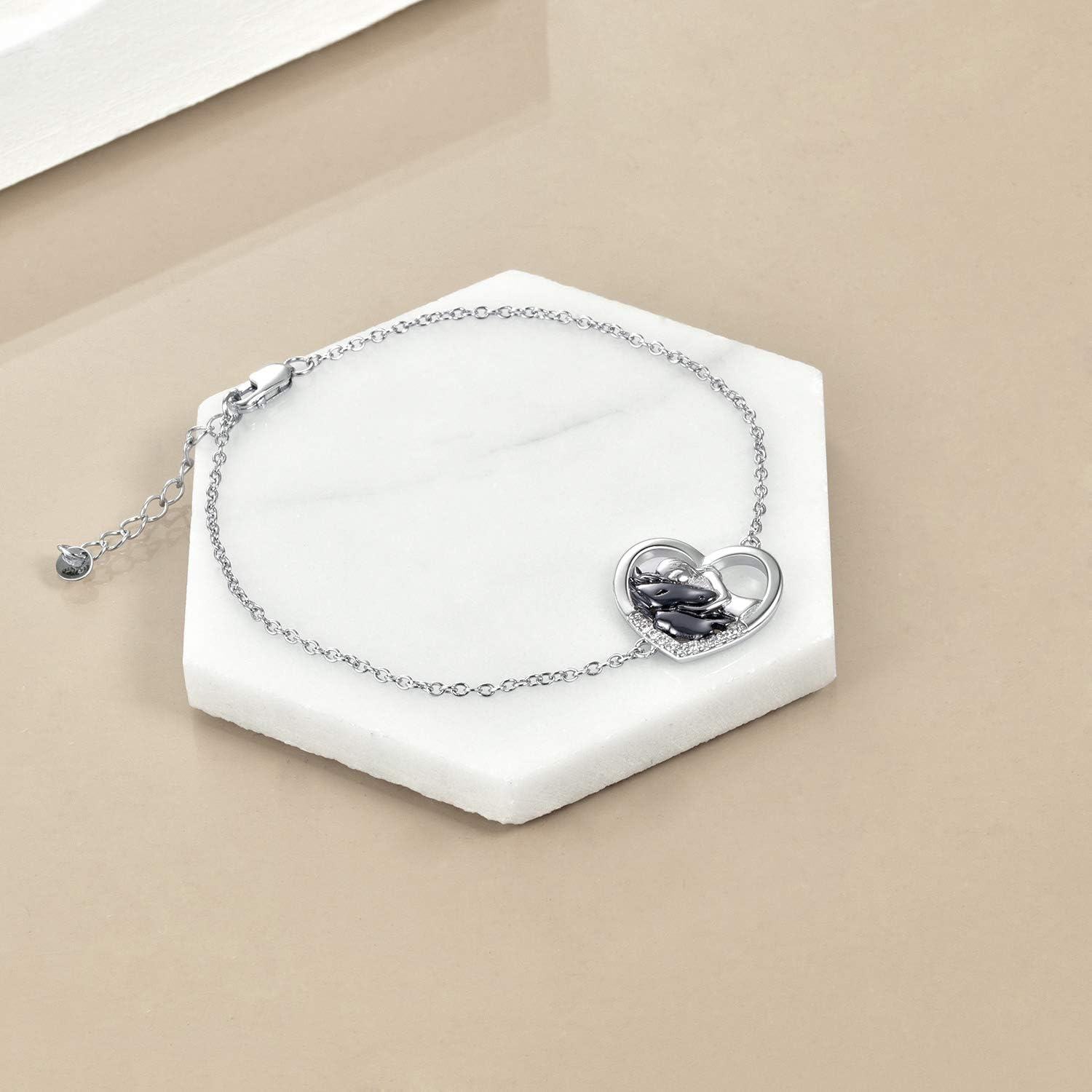  Sterling Silver Stone Horse Adjustable Bracelet for Women -0-2