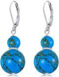 wholesale 925 Sterling Silver & Turquoise Bead Dangle Earrings, Hypoallergenic, Gift Box-0-0