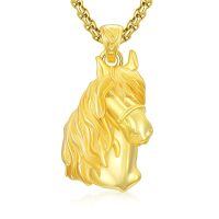wholesale Gold 925 Sterling Silver Horse Head Pendant Necklace - Equestrian s for Her-Viking Horse Necklace - Gold