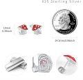 wholesale 925 Sterling Silver Red Enamel Crystal Fairy House Stud Earrings for Women-0-4