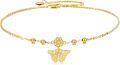 wholesale 9K Gold Daisy Flower & Butterfly Charm Adjustable Chain Anklet  for Women and Girls-0-0