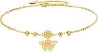 wholesale 9K Gold Daisy Flower & Butterfly Charm Adjustable Chain Anklet  for Women and Girls-Butterfly anklets