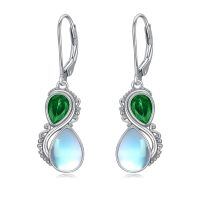 wholesale 925 Sterling Silver Red And Blue Gemstone Earrings-Emerald Green