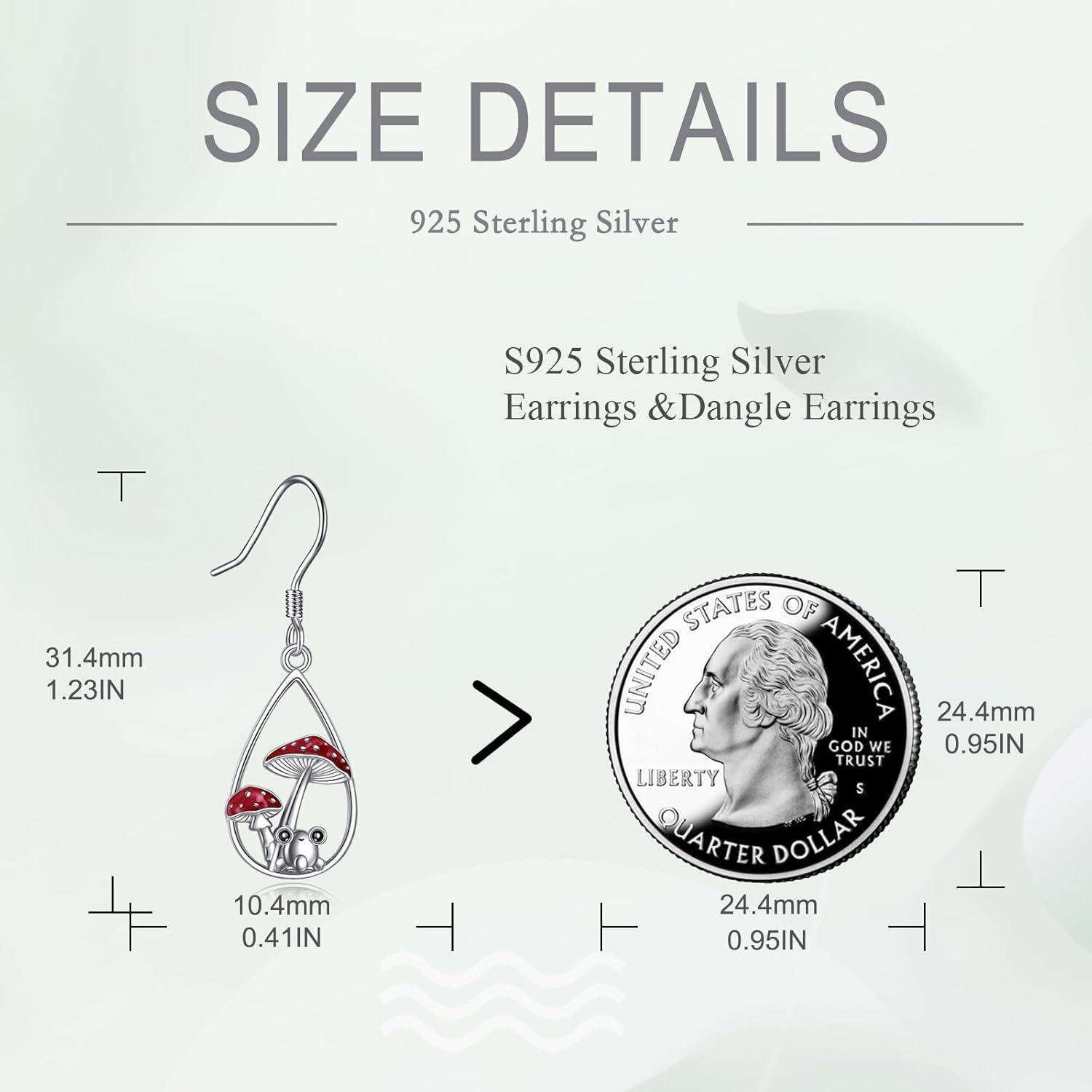 wholesale 925 Sterling Silver Mushroom Frog Drop Earrings for Women-0-3