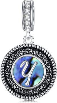 wholesale 925 Sterling Silver Abalone Shell Alphabet Charms A Z for Jewelry-Y