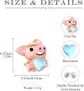 wholesale 925 Sterling Silver Heart-Shaped Pink Pig Stud Earrings with Blue Stone Accents-0-5