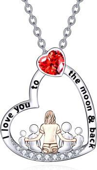 wholesale  Sterling Silver Crystal Necklace Gift for Mom 1 4 Daughters Sons -Mom and Four Daughters or Sons