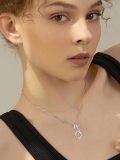 wholesale White Gold 14K Lab-Grown Diamond Infinity Pendant Necklace for Women-0-2