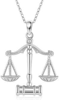 wholesale 925 Sterling Silver Scale Gavel Necklace - Lawyer Jewelry Gift for Men & Women-silver