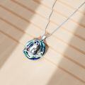 wholesale 925 Sterling Silver Mother Baby Owl Pendant Necklace With Blue Crystal-0-3