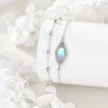 wholesale 925 Sterling Silver Evil Eye Moonstone Adjustable Charm Bracelet for Women Gift Ideas-0-4