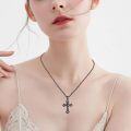 wholesale 925 Sterling Silver Wood Inlay Cross Necklace Pendant Religious  for Him Her -0-4