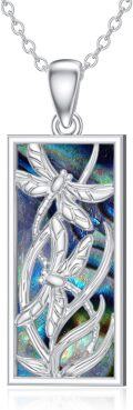 wholesale 925 Sterling Silver & Abalone Shell Dragonfly Necklace, 25.5mm Pendant, 18-20in Adjustable Chain, Nature-Inspired Jewelry Gift for Women-0-0