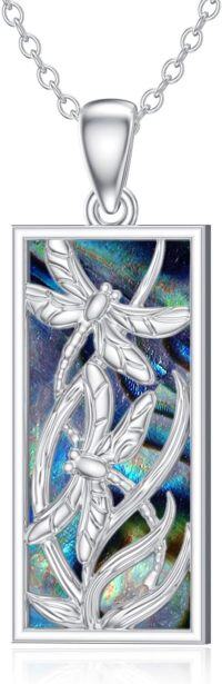 wholesale 925 Sterling Silver & Abalone Shell Dragonfly Necklace, 25.5mm Pendant, 18-20in Adjustable Chain, Nature-Inspired Jewelry Gift for Women-Dragonfly Necklace