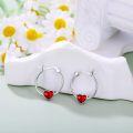 wholesale 925 Sterling Silver Red Crystal Heart Hoop Earrings 20mm Austrian-0-2