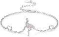 wholesale 925 Sterling Silver Pink Crystal Flamingo Charm Bracelet w/Adjustable Chain - 7+2 Length-0-0