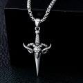wholesale 925 Sterling Silver Ram Head Pendant with Horns and Spear Tip on Box Chain - For Men & Women-0-2