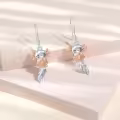 wholesale 925 Sterling Silver Angel with Shell and Wings Dangle Drop Earrings  for Women Girls-0-3