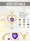 TOUPOP 14K Gold Birthstone Heart Pendant Necklace For Women-0-3