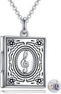 wholesale 925 Sterling Silver Music Note Photo Locket Pendant Chain Necklaces for Women Mother's Day Gifts-0-0