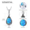 wholesale 925 Sterling Silver Cremation Urn Pendant Necklace Celtic Knot Blue Opal Teardrop Platinum Plated-0-7
