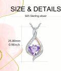 wholesale White Gold Plated Silver & Moissanite 1.5cttw Infinity Heart Birthstone Necklace with June Gemstone, Adjustable Chain, Gift Box-0-3