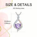 wholesale White Gold Plated Silver & Moissanite 1.5cttw Infinity Heart Birthstone Necklace with June Gemstone, Adjustable Chain, Gift Box-0-3